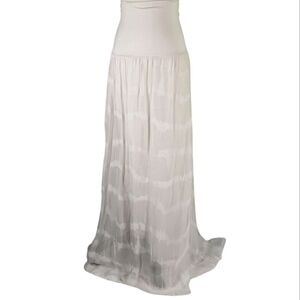 Sheer Silk Cream Maxi Skirt Fairy Cocquete Feminine Coastal Flowy Breezy Fairy